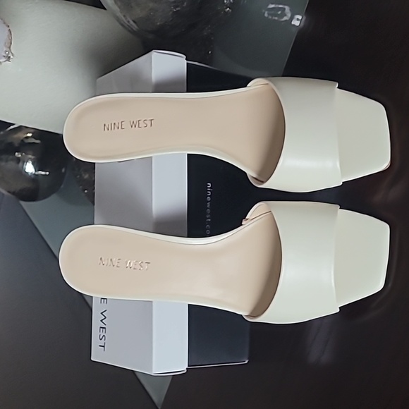 Nine West Women's Cream Mules - Picture 2 of 4